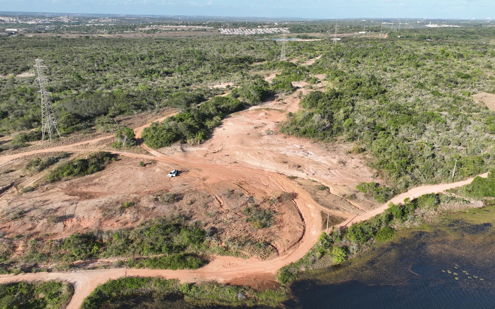 Vista aérea da área de recuperação do Açude do Bêbado na EAJ/UFRN em Macaíba